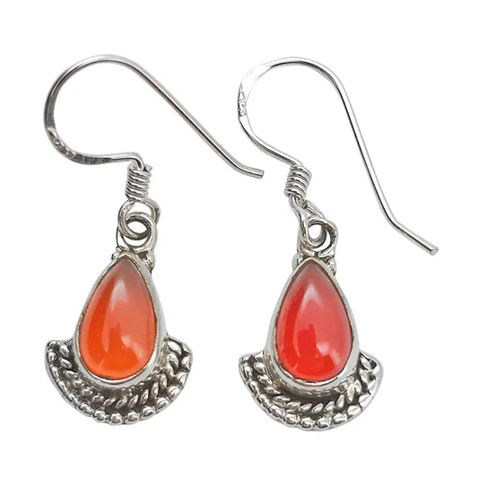 Earrings: Red Onyx Sterling Silver