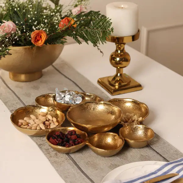 Cluster Platter: 8 Bowl Gold Aluminum