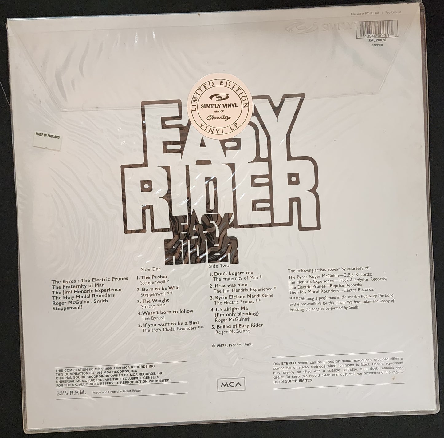 Easy Rider - Songs As Performed In The Motion Picture (JH)
