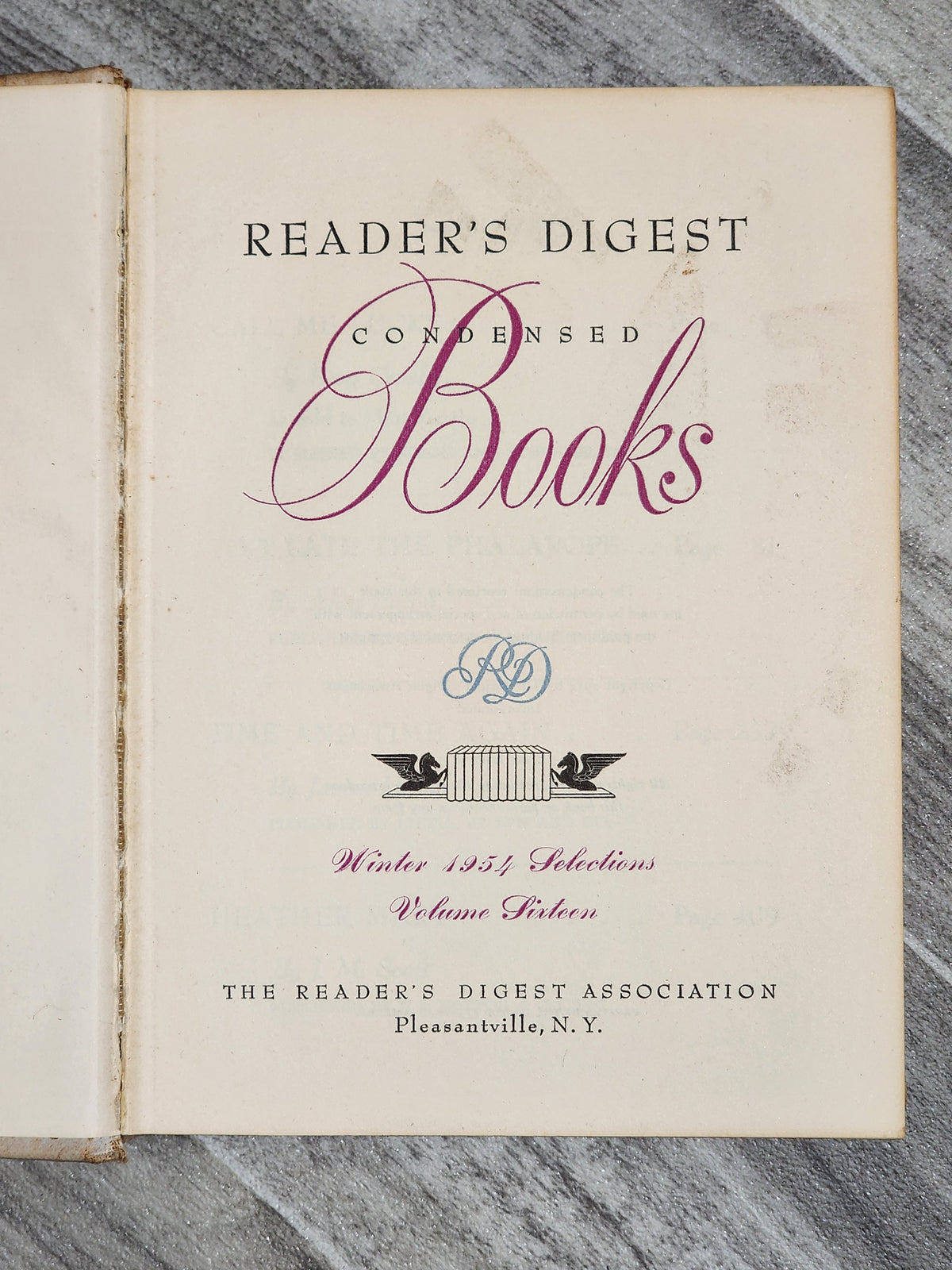 Book: Readers Digest 1954 Winter Selections