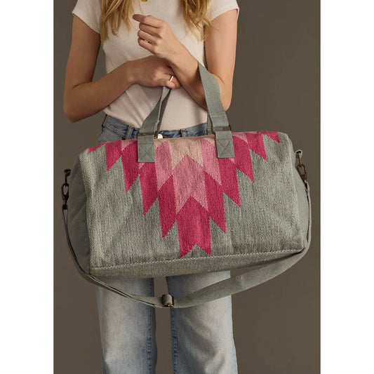 Duffel Bag: Slate & Pink Aztec