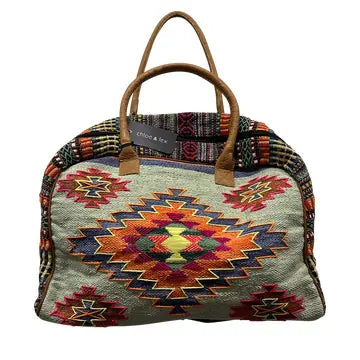 Bag: Aztec Print Traveler with Leather Handles