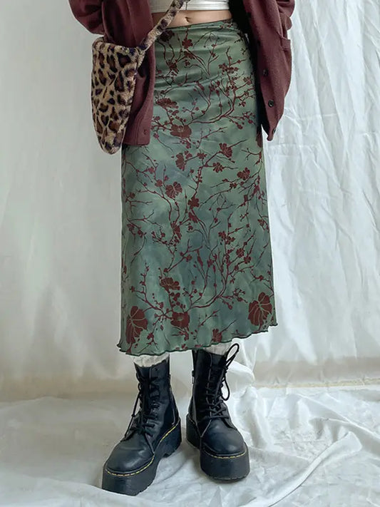 Skirt: Printed Floral Pencil