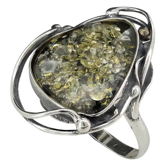 Rings: Handmade Green Amber
