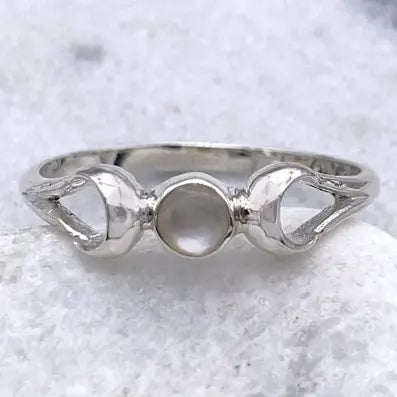 Rings: Sterling Silver Triple Moon Ring, Mother-Of-Pearl