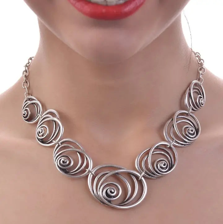 Necklace: Silver Plated Swirls