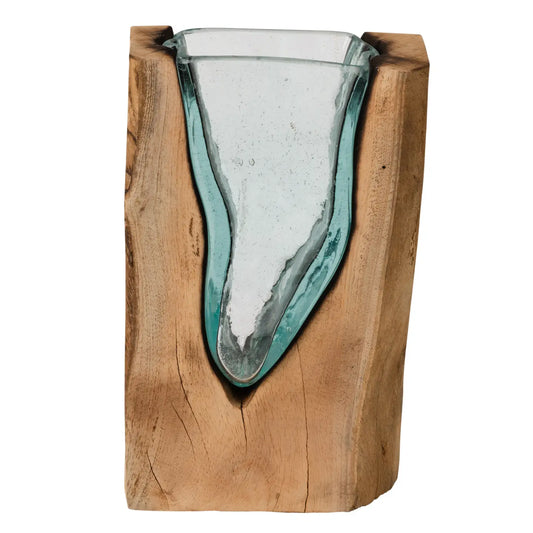 Vase: Recycled Glass and Wood