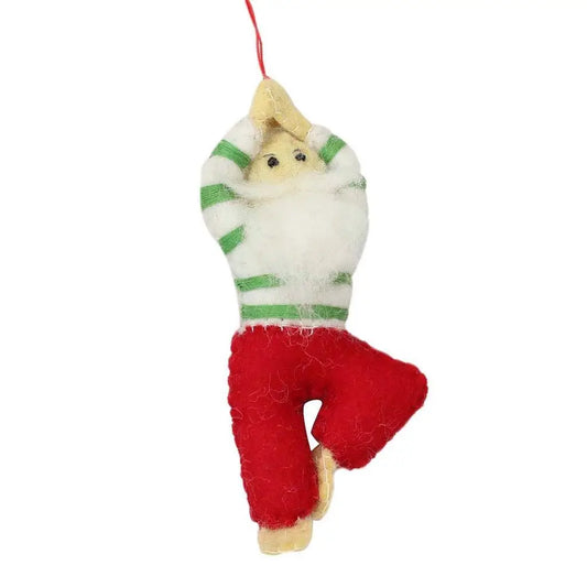 Ornament: Yoga Santa Felted Wool