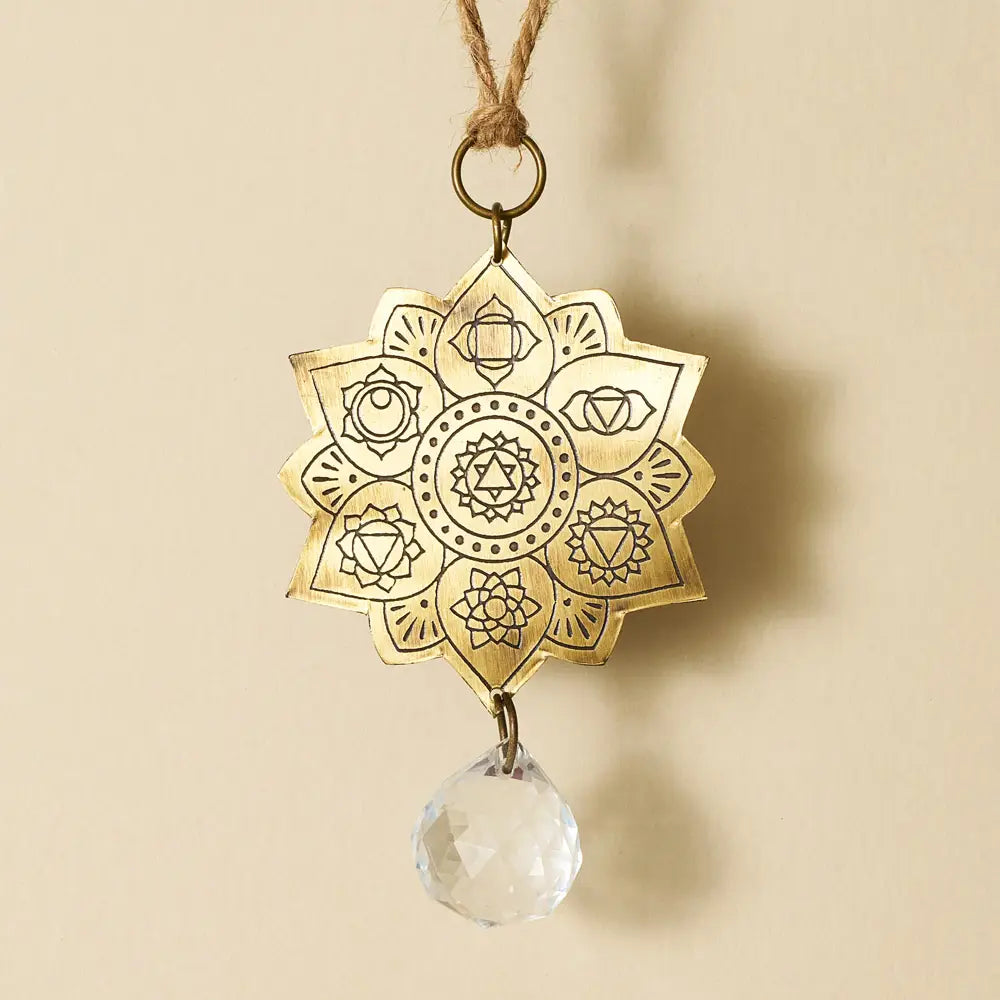 Suncatcher: Surya Lotus Engraved Brass Suncatcher