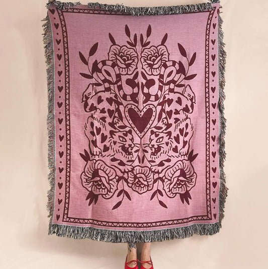 Blanket: Woven Jacquard Blanket - Cats