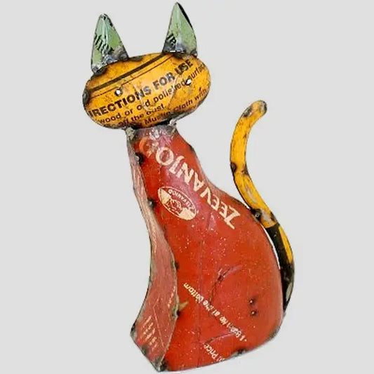 Recycled Metal Animals: Standing Cat