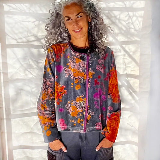 Jacket: Cropped Stitching Velvet