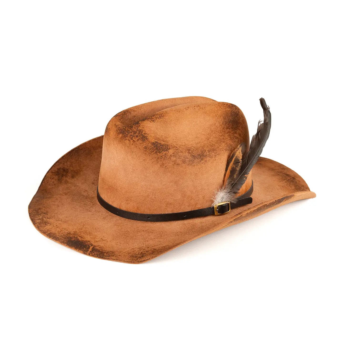 Hat: Wrangler - Distressed, Burnt Style - Camel - Wool Hat