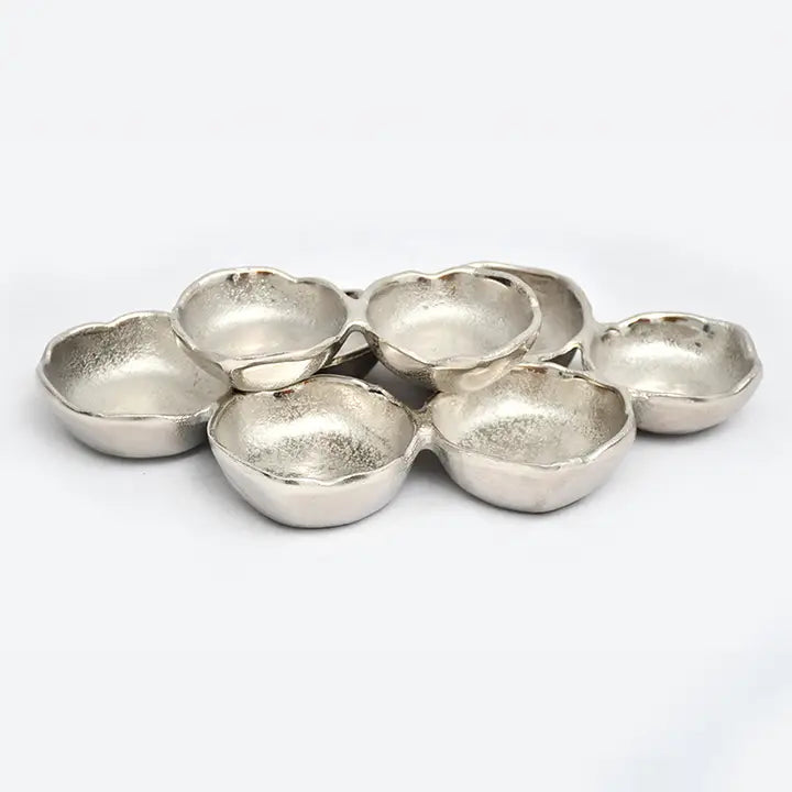Cluster Platter: 8 Plate Silver Textured