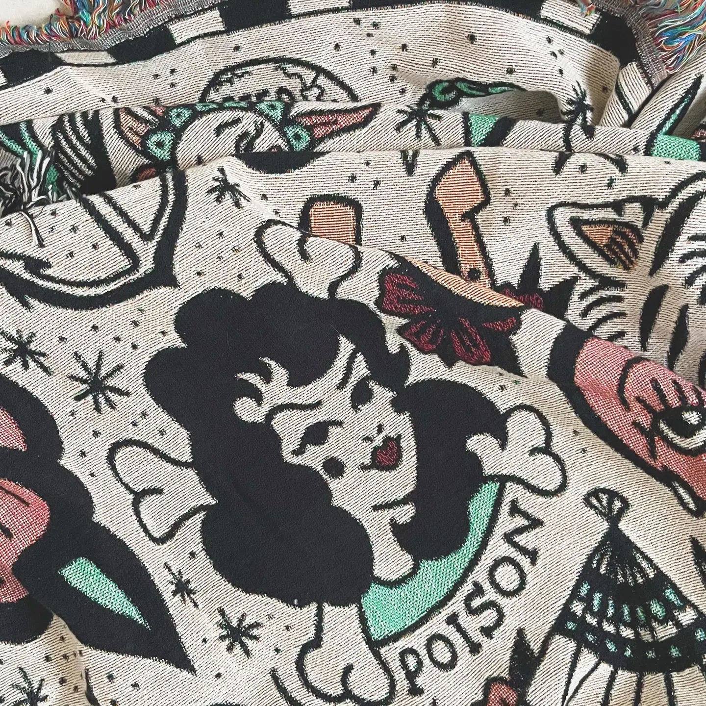 Blanket: Woven Jacquard Tapestry - Tattoos