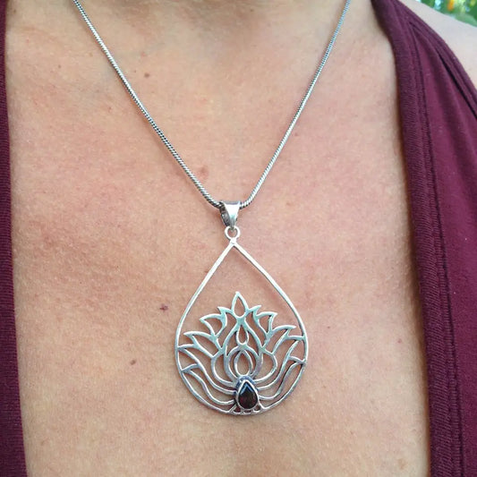 Necklace: Lotus With Garnet
