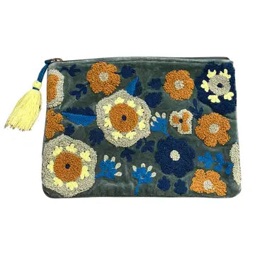 Pouch:  Embroidered Floral (Two Colors)