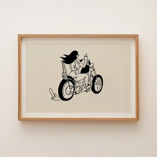 Art Print: Biker Chick (Illustration)
