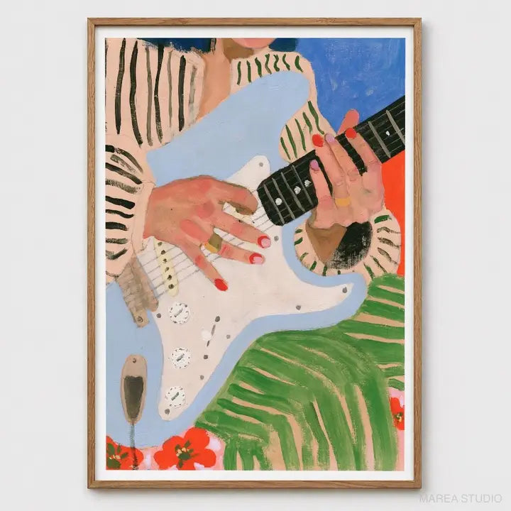 Art Print: Woman Playing Guitar Painting