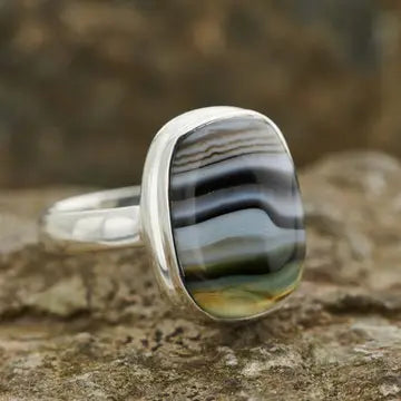 Rings: Black Banded Agate