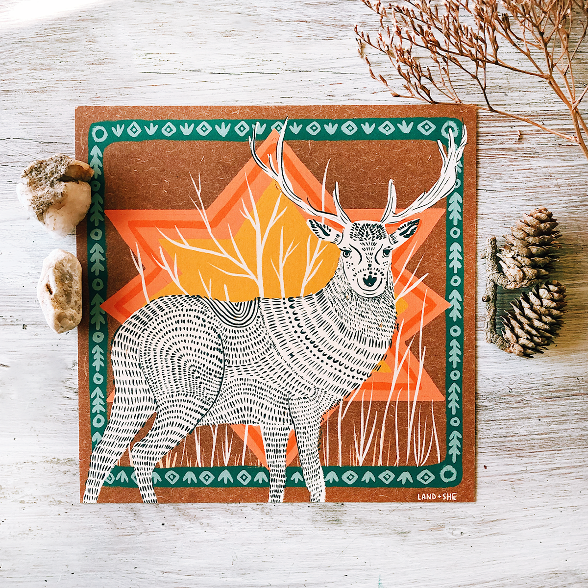 Art Print: Folksy Deer