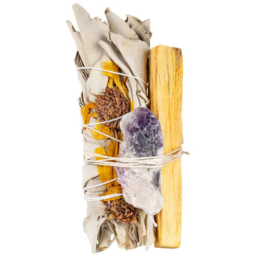 Sage: Sunflower Sage Bundle with Amethyst and Palo Santo