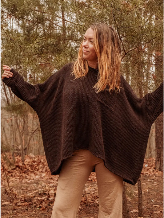 Sweater: Oversized Organic Cotton (Cropped - Black Bean)