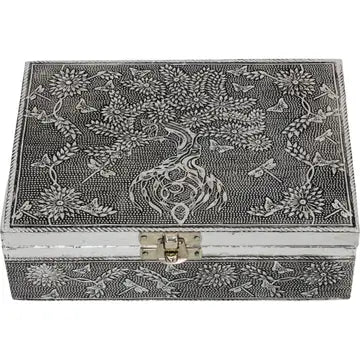 Box: Silver Metal Lined Tree of Life