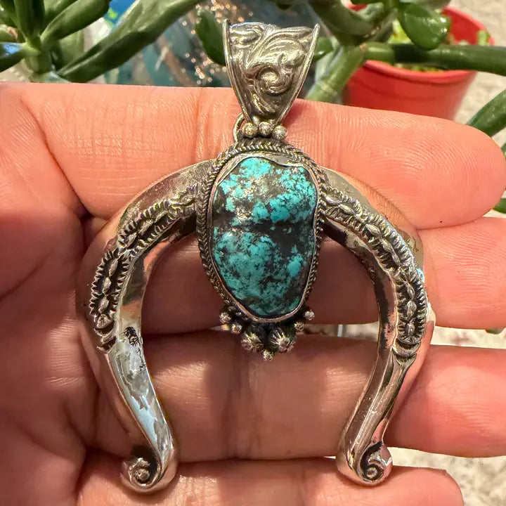 Pendant: Squash Blossom with Natural Turquoise