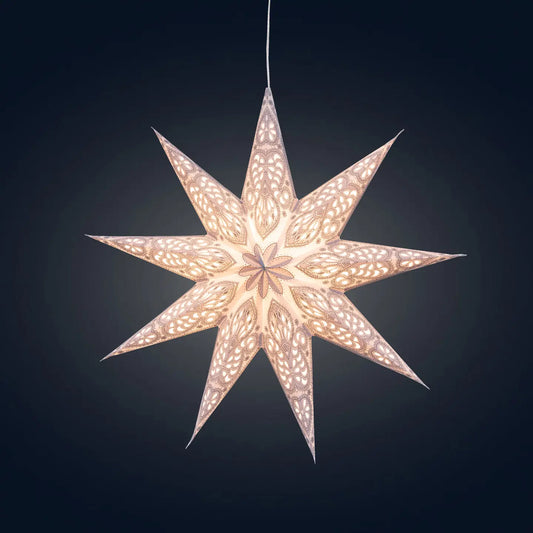 Lantern: 9 Pointer, 17", White Paper Star