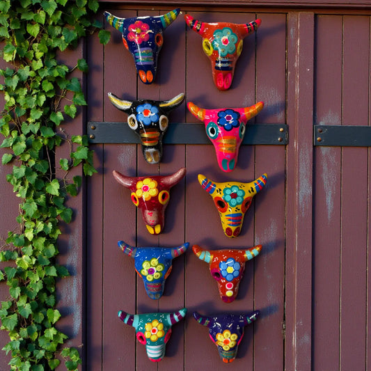 Magnet: Hand-Painted Talavera Bull Skull