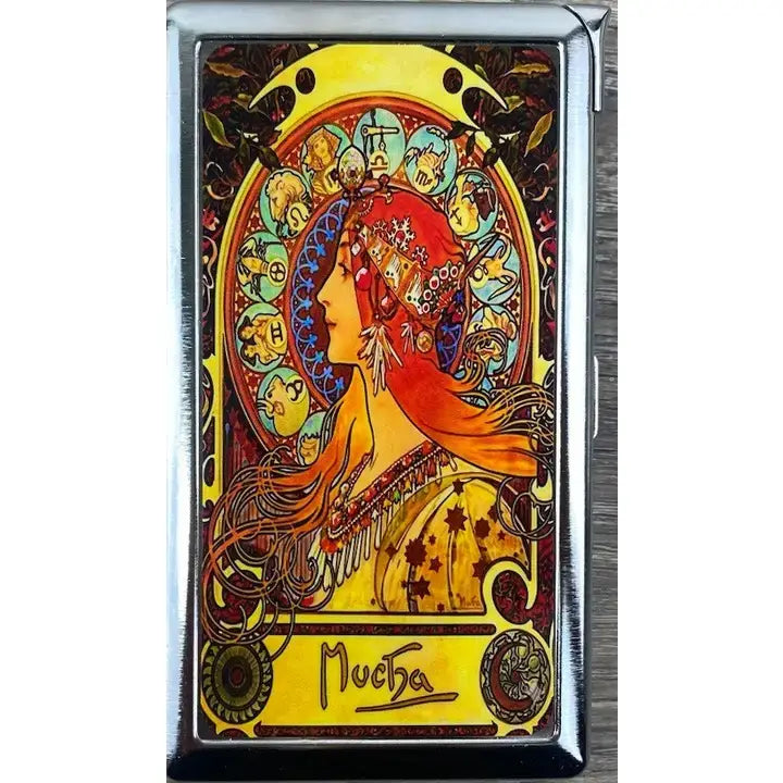 Cigarette Case with Lighter: Nouveau Mucha