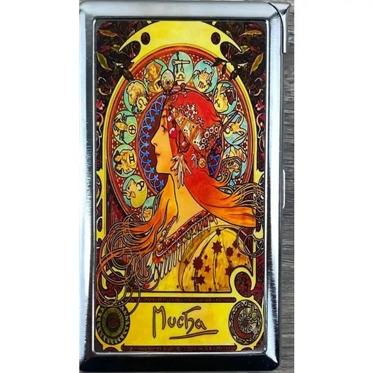 Cigarette Case with Lighter: Nouveau Mucha