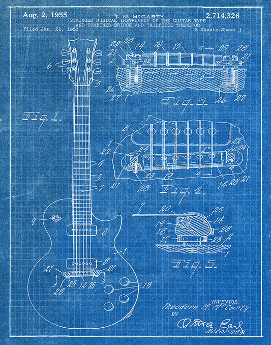 Art Print: Gibson Guitar 1955 Patent