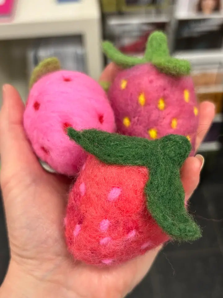 Bag Charm: Felted Strawberry