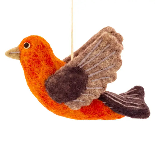 Ornaments: Felted Scarlet Tanager