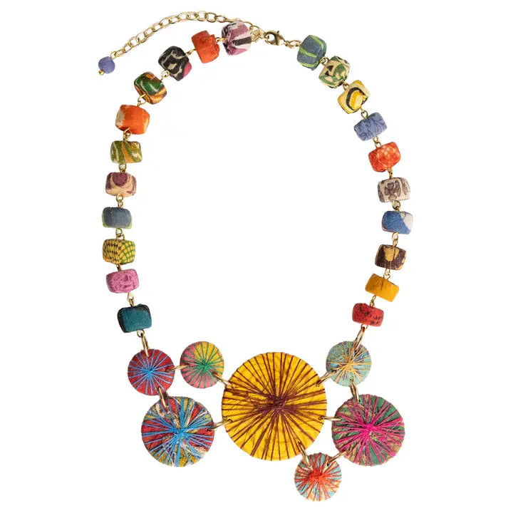 Necklace: Kantha Threadburst Mosaic