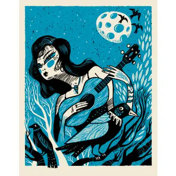 Art Print: Moonbirds, Ukulele Woman