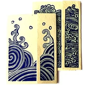 Card & Paper Set: Handcrafted Lokta Paper Card Set, 8 Wave Design Cards