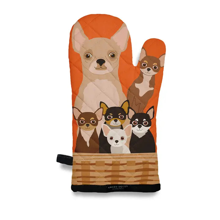 Oven Mitt: Chihuahuas in the Basket