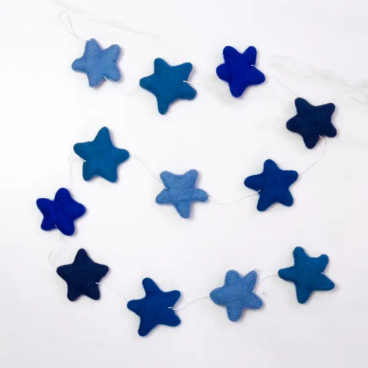 Garland: Felted Blue Stars