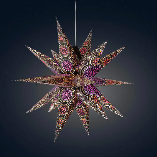 Lantern: Kaleidoscope Moravian Star 24" Black/Purple