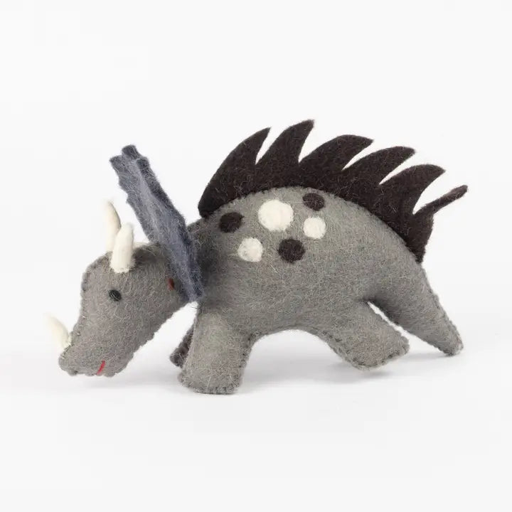 Doll: Felted Dinosaur Triceratops