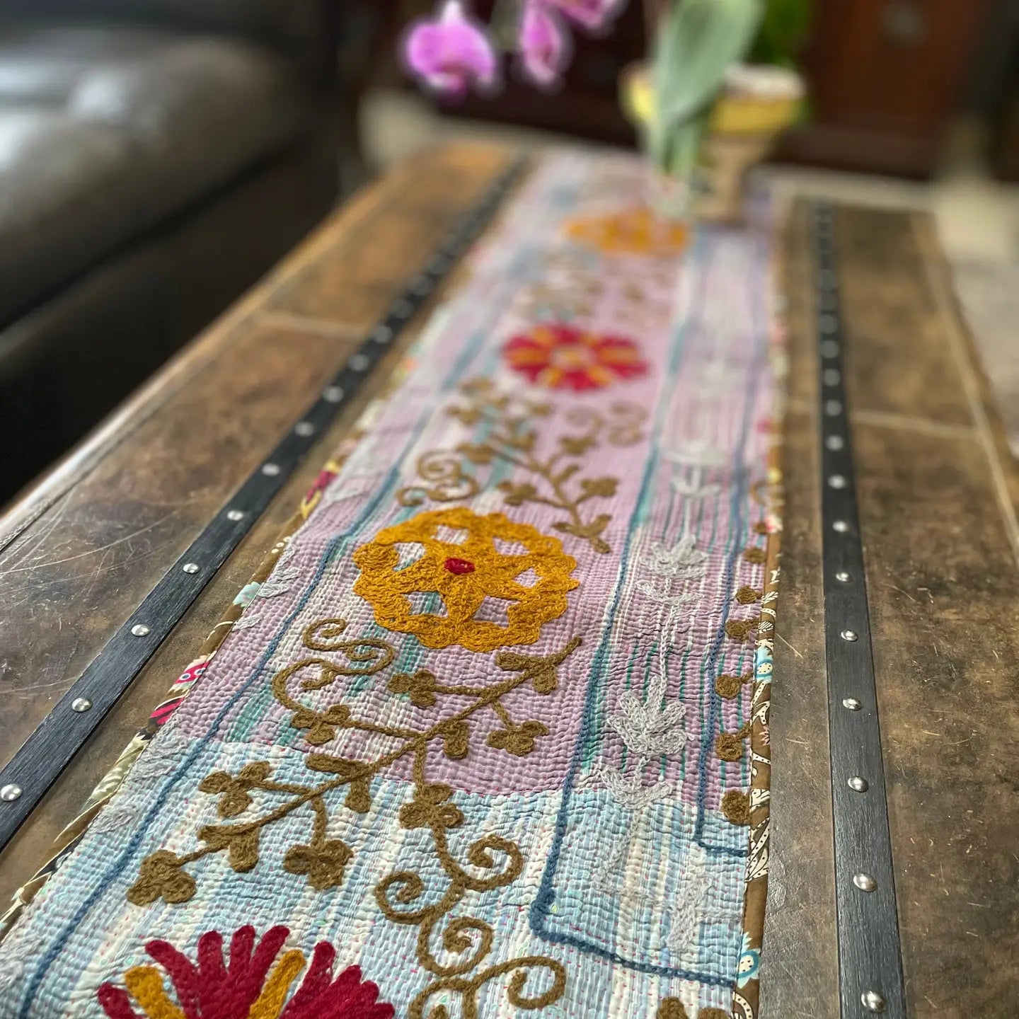 Table Runner: Suzani Embroidered Table Runner.