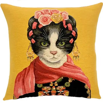 Pillow: Cat Art - Frida Kahlo Cat Decor