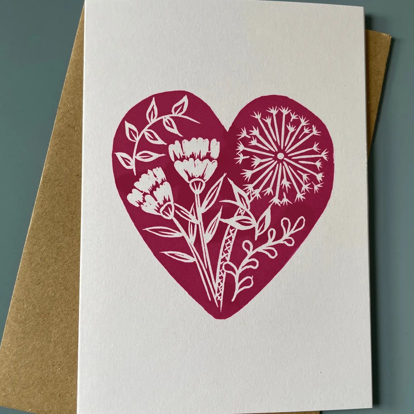 Card: Red Botanical Heart