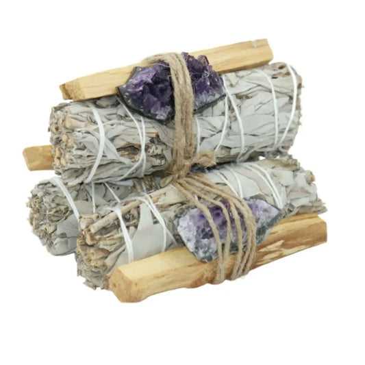 Sage Bundle - White Sage w/Amethyst Crystal