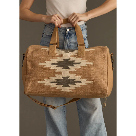 Duffel Bag: Tan, Cream & Gray Aztec