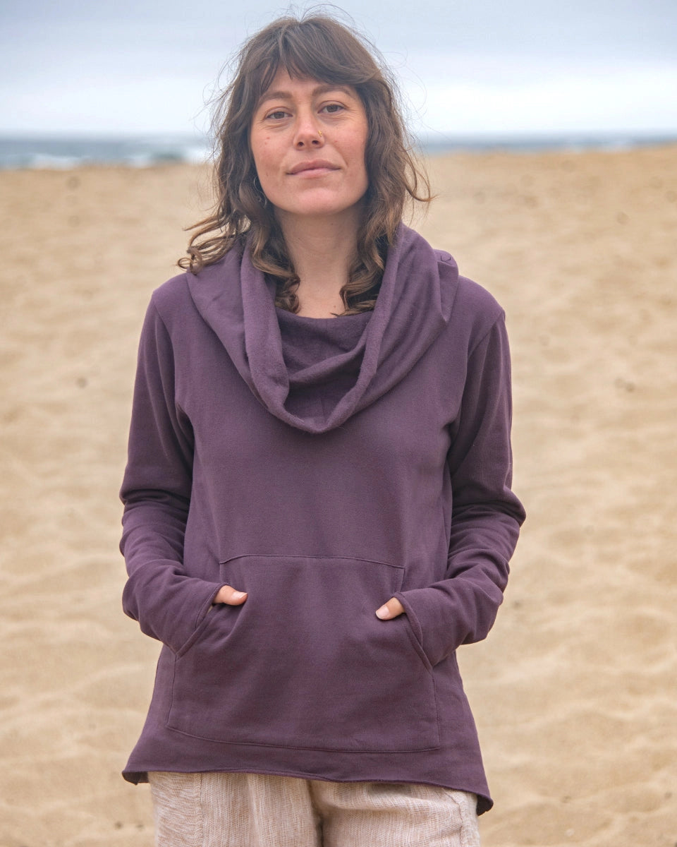 Cowl Neck Sweatshirt: French Terry Cotton (Two Colors)