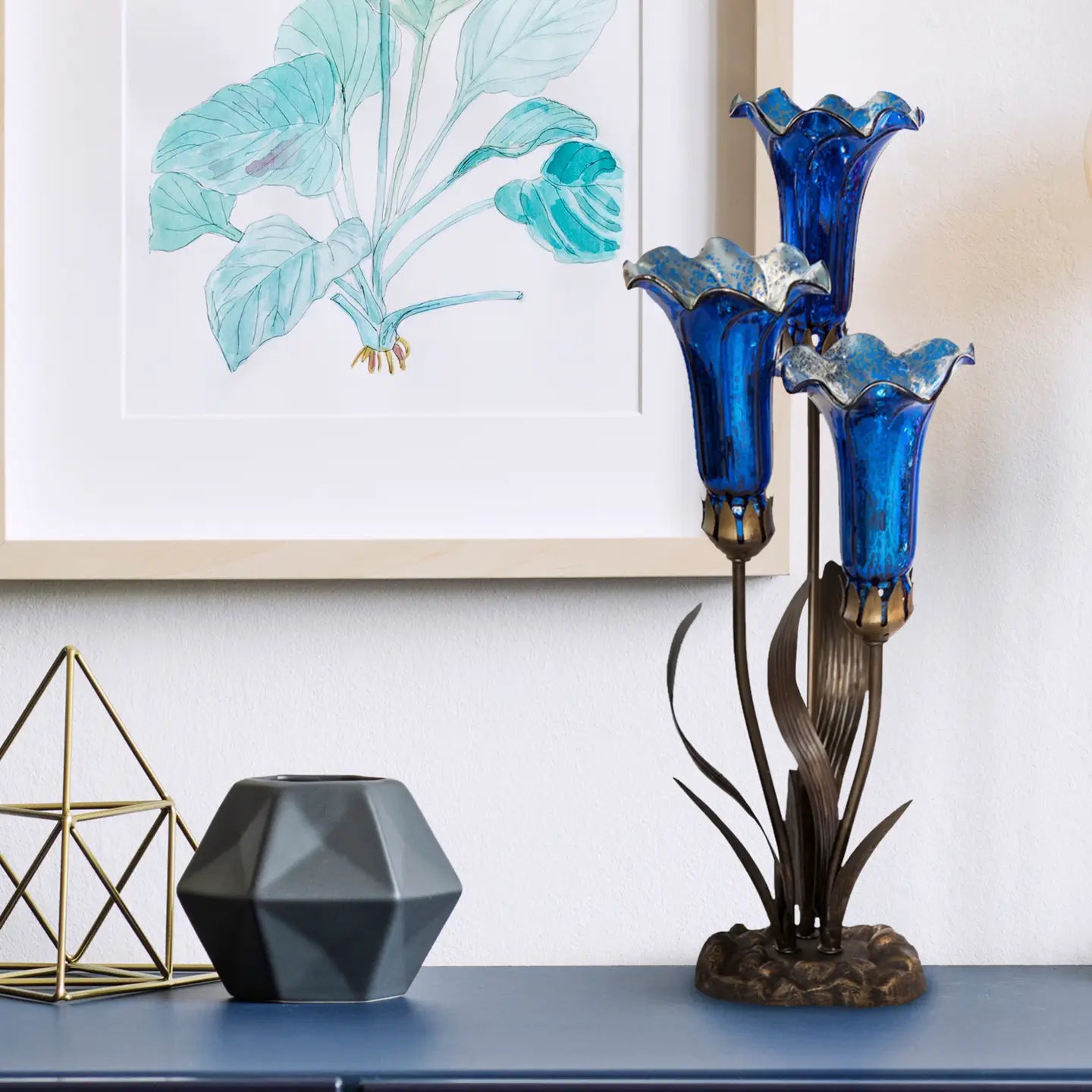 Lamp: Blue Mercury Glass